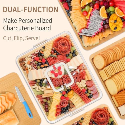 CAWIU Large Charcuterie Board with Lid, Portable Cheese Board & Snack Tray - Image 5