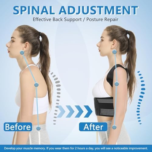 Back Brace Posture Corrector for Women & Men, Shoulder Straightener， Improve Posture Lumbar， Adjustable Full Back Support， Hunchback Correction, Upper and Lower Back Pain Relief, Scoliosis, Spine Corrector (Large) - Image 4