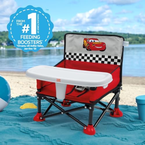 Disney Pixar Cars Pop 'N Sit Portable Booster by Bright Starts, Indoor/Outdoor Use, Floor Seat with Feeding Tray, Red, Unisex, 6 Months - 3 Yrs - Image 3