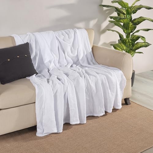 Muslin Blanket - Pure 100% Turkish Cotton Airy Soft Light Versatile Gauze Throw Blanket for Bed, Couch, Sofa (White, Twin XL Size (71" x 95" inch)) - Image 3