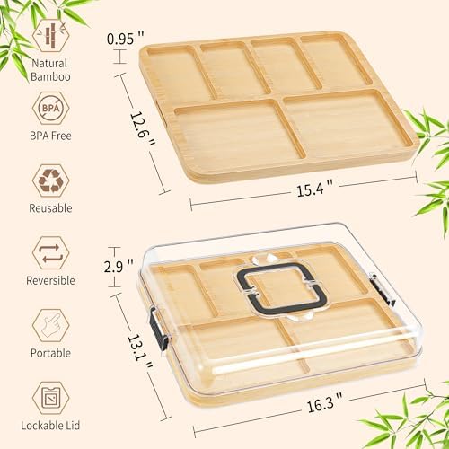 CAWIU Large Charcuterie Board with Lid, Portable Cheese Board & Snack Tray - Image 4