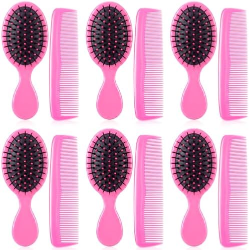 Epakh 12 Hair Brush Comb Set Wet Detangling Mini for Travel, Pink by Epakh