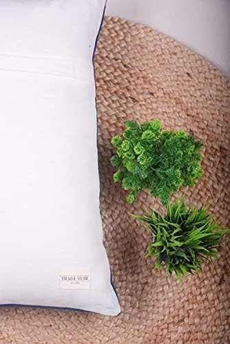 Trade Star Geometric Luxurious Ethnic Cushion Case Decorative Authentic Pillow Case Lumbar Cushion Cover 100% Cotton Throw Pillow Cover for Bedroom Spring Pillow Case (Indigo Snow 12X18 INCHES) - Image 3