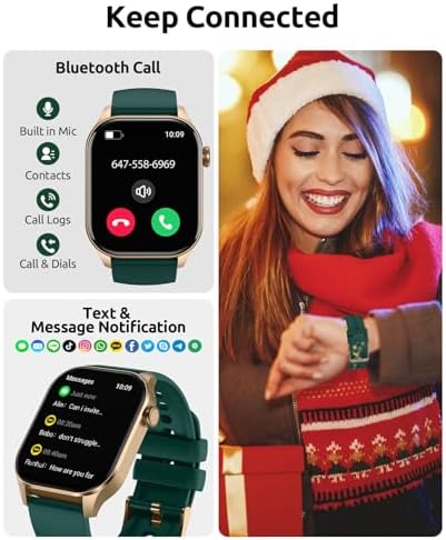 Smart Watches Christmas for Women 2.04"HD Screen Fitness Tracker Watches, Heart Rate Sleep Blood Oxygen Monitor, IP68 Waterproof, 136+ Sports, Answer/Make Call Smartwatch for Android IOS, Gold - Image 5