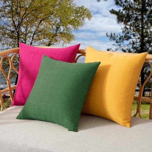 Kevin Textile Outdoor Waterproof 24”x24” Pillow Covers 2 Pack, Dark Green - Image 4