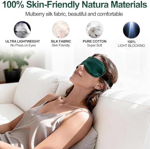 Silk Sleep Mask for Sleeping, Blackout Eye Mask with Adjustable Strap - Image 2