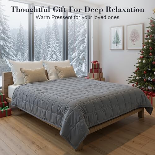 Weighted Blanket for Adults, Grey Cooling Heavy Blanket for Sleeping Perfect for 190-210 lbs, Queen Size Breathable Blanket with Premium Glass Bead, Machine Washable (60" x 80" 15lbs) - Image 6