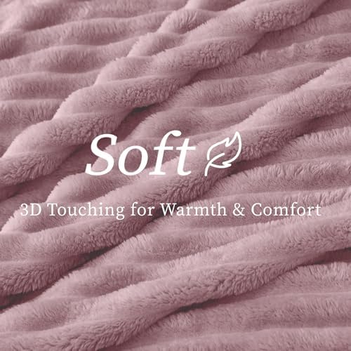 BEDELITE Ribbed Fleece Throw Blanket for Couch, Berry Purple, 50"x70" - Image 4