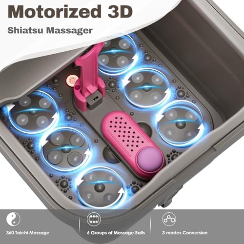 Ranjova Foot Spa Electric Rotary Massage, with Color Touch Screen and Remote Control, Foot Bath Massager with Heat, Bubble, Adjustable Temp, and 24 Motorized Shiatsu Massage Balls (Dark Grey) - Image 3