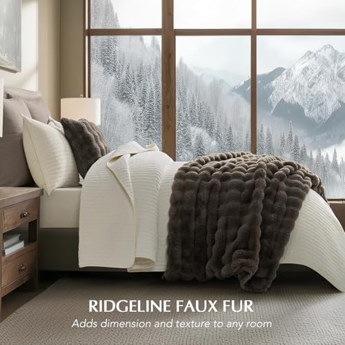 EverGrace Faux Rabbit Fur Bubble Throw Blanket, 50"x60", Dark Taupe - Image 2