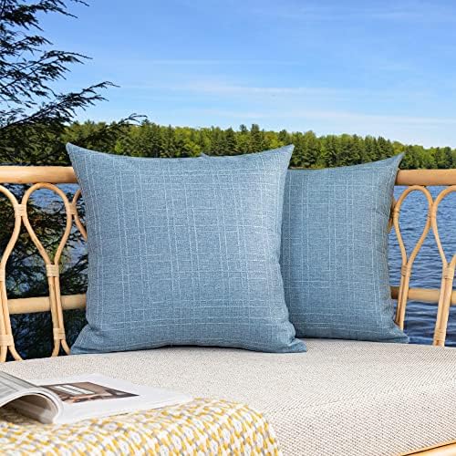Kevin Textile Outdoor Waterproof 24”x24” Pillow Covers 2 Pack, Light Blue by KevinTextile