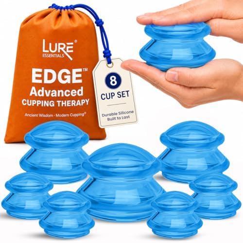 Silicone Cupping Set, Cupping Kit for Massage Therapy and Cellulite, 8 Cups by LureEssentials