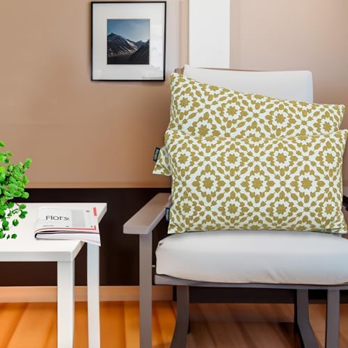 Decorative Pillow Cover Golden Palm 12x20 Lumbar Pillow Cushion Cover Oil Yellow Trellis Mina Throw Pillow Case Dark Mustard Yellow/Ochre Gold Color 1 pc Cotton Canvas 30x50cm - Image 4