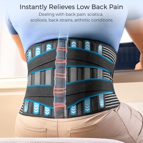 FREETOO Back Braces for Lower Back Pain Relief with 6 Stays, Breathable Back Support Belt for Men/Women for work , Anti-skid lumbar support belt with 16-hole Mesh for sciatica(L) - Image 3