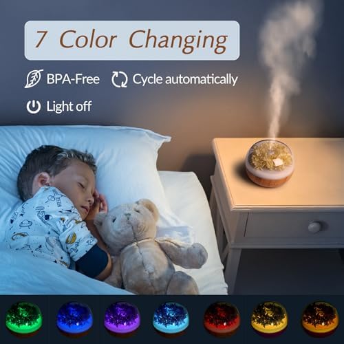Aromatherapy Essential Oil Diffuser, 300ml Air Diffuser Humidifier with 7 LED Colors, Timer & Auto-Off for Home Bedroom Office (Beige) - Image 6