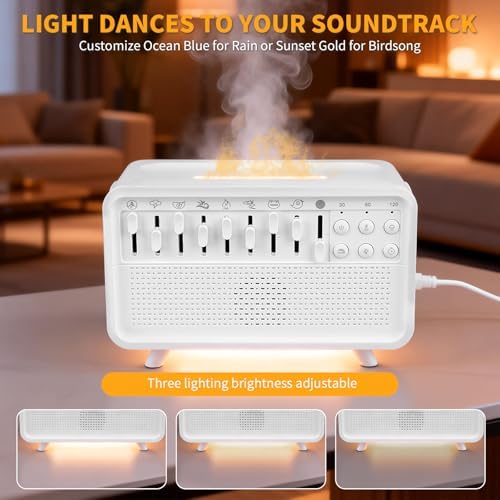 4-in-1 White Noise Sleep Sound Machine with Humidifier, Diffuser, Bluetooth Speaker & Night Light, 8 Natural Sounds, USB Powered, Timer, Sound Machine for Sleeping Adults and Baby, Bedroom, Yoga - Image 4