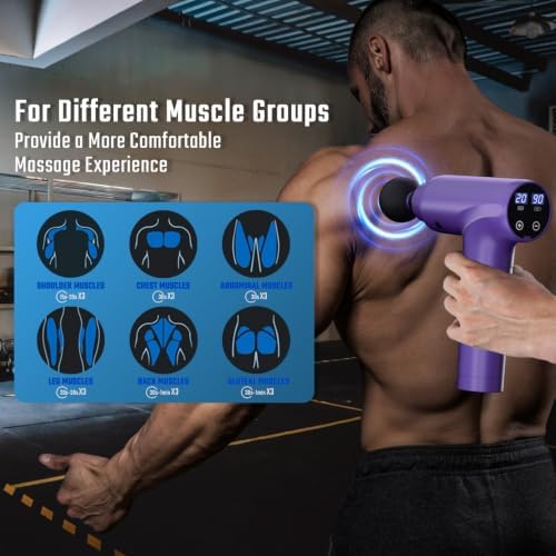 cotsoco Massage Gun Deep Tissue, Muscle Massage Gun with 9 Attachment Heads 20 Speeds & Silent Brushless Motor for Pain Relief, Handheld Percussion Back Massager Gun,Gift for Mom/Dad - Image 5