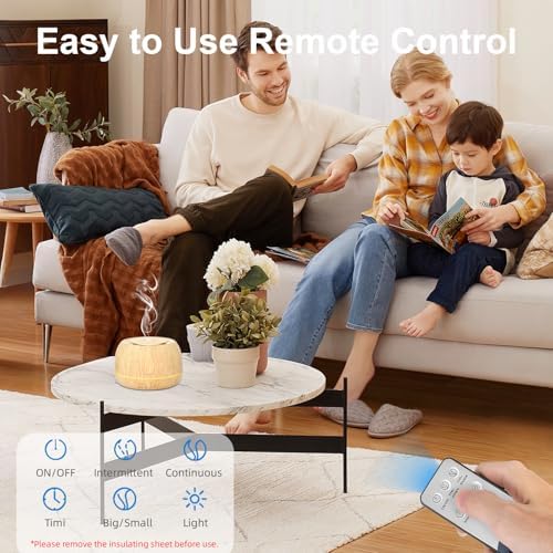 SEEDSEEL 300ML Essential Oil Diffuser 8 Hours Run Time, Aromatherapy Diffuser with Remote Control,7-Color LED for Home - Image 2