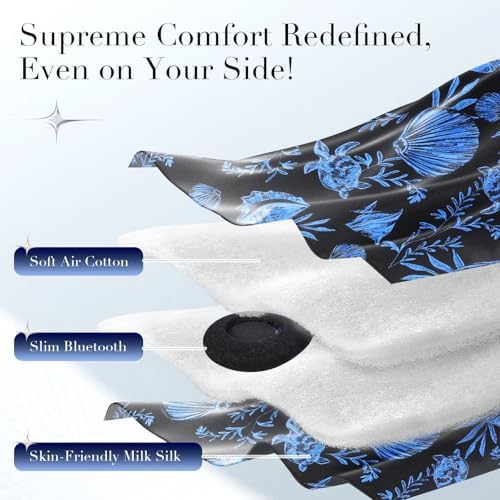 LC-dolida Sleep Mask with Bluetooth Headphones, Extra Large Silk Eye Mask for Sleeping Side Day Sleepers, Sleep Headphones Bluetooth 5.4 for Women Men with Thin Speaker, Blackout, Comfort, Microphone - Image 4