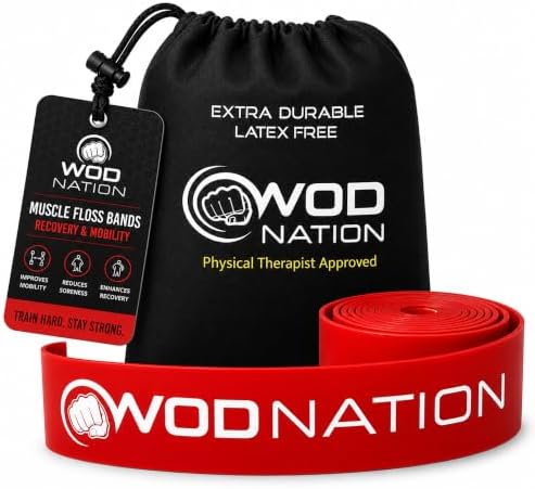 WOD Nation Muscle Floss Bands Recovery Band for Tack and Flossing Sore Muscles and Increasing Mobility : Stretch Band Includes Carrying Case by WODNation
