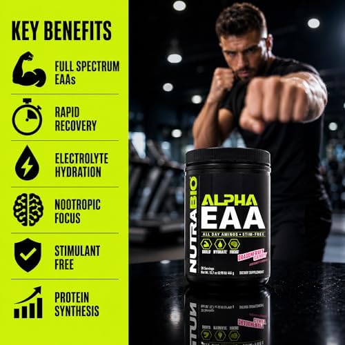 NutraBio Alpha EAA - All-Day Amino Acids for Muscle Growth and Hydration - Essential Amino Acids with Nootropics & Adaptogens- Full Spectrum EAA BCAA Powder - 30 Servings - Dragon Fruit - Image 5