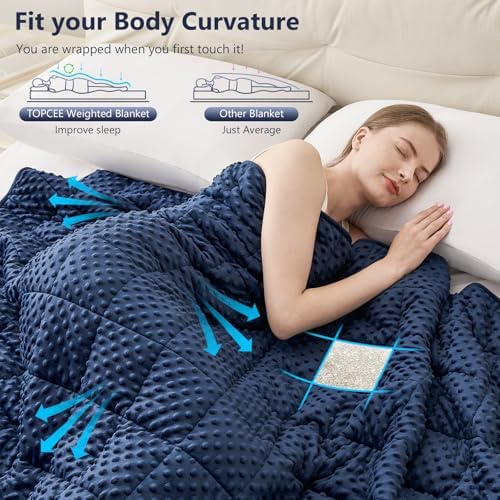 Topcee Weighted Blanket King Size (20lbs 80"x87"), Minky Dots Heavy Blanket for Woman, Man Sleeping, Soft, Cozy and Cooling Weighted Throw Blankets, Machine Washable, Blue - Image 2