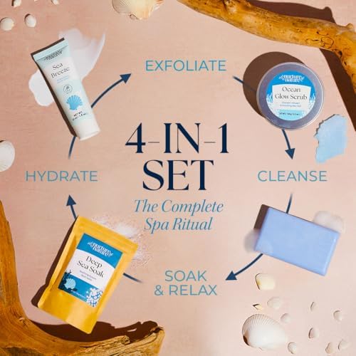 Nurture by Nature Bath Gift Set for Women - Birthday Gifts for Women, 4 Piece Vegan Spa Gift with Body Scrub, Bath Salts, Soap & Hand Cream, Self Care Christmas Gift, Gifts for Her, Gift for Mom - Image 2