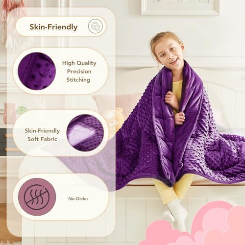 CuteKing Weighted Blanket - 36"x48" 5lbs Minky Dots Heavy Blanket with Glass Beads Soft Breathable for All-Season Summer Fall Winter Thick Comfort for Rest - Image 5