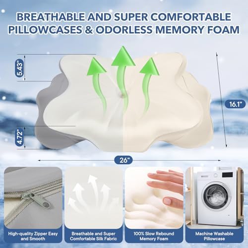 Cervical Pillow for Neck and Shoulder,Contour Memory Foam Pillow,Ergonomic Neck Support Pillow for Side Stomach Back Sleepers with Skin-Friendly Pillowcase (White) - Image 7