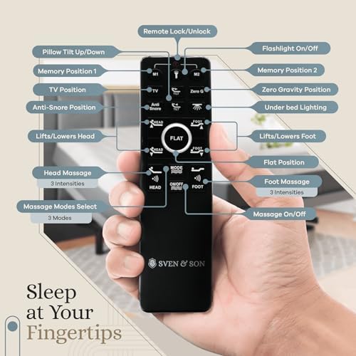 Sven & Son Harmony Adjustable Bed Base, Head and Foot Lift, Massage, Under-Bed Lights, USB, Gel Memory, Zero Gravity Smart Frame - Queen + 10 inch Memory Foam Matt (Firm) - Image 4