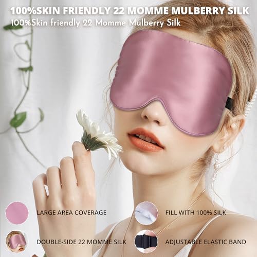 Sleep Mask, 100% 22 Momme Mulberry Silk Eye Mask with Adjustable Strap - Image 2