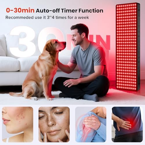 Red Light Therapy for Body, 660nm 850nm Near Infrared Light Therapy Panel, 300 Dual Chip LED Device with 1500W of Power, Ideal for Body, Face, Improve Sleep, Skin Health, Includes Hanging Kit & Handle - Image 4