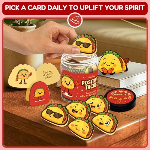STOFINITY Positive Taco Jar, 60 Affirmation Cards, Wooden Stand - Image 4