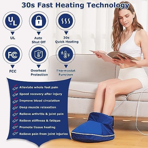 CAMECO Heated Feet Warmers for Women and Men, Electric Foot Heating Pad for Feet Neuropathy Pain Relief, Detachable Cover, Ankle Heating Pad Wrap for Achilles tendonitis, Auto Off Timer, 86-158℉ - Image 2