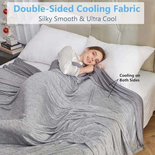 CHOSHOME Cooling Blanket for Hot Sleepers - Summer Blanket Thin Soft Lightweight Breathable Double Side Enhanced Cooling for Hot Flashes, Night Sweats, Bed, Couch (Grey, 50 x 70 inches) - Image 5