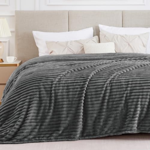 BEDELITE Ribbe Blankets Queen Size for Bed, Crey, 90"x90" - Image 2