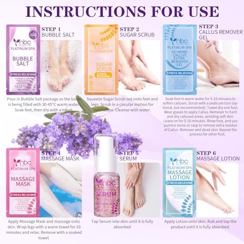 Pedicure Foot Soak Set - Upgraded 6 in 1 Foot Spa, Foot Bath Spa, Pedicure Kit for Tired & Dry Cracked Feet, Athletes Feet, Bad Odor, Softens Calluses (3 Set Lavender) - Image 5