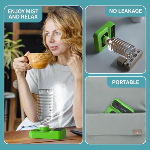 Travel Humidifier, Portable Humidifier for Plants, Bedroom, Office, Hotel or Car, Battery Operated Mini Cool Mist Humidifiers, Quiet 23dB, Auto-off, Night Light & BPA-Free, Grass-Green - Image 4