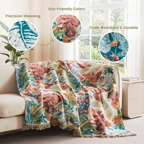MSGKV Boho Throw Blanket 60"x80" 100% Cotton Blanket for Couch Bed Decor - Image 3