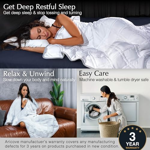 Aricove Cooling Weighted Blanket, 15 lbs, Twin Size for Adults, Luxury Heavy Blanket, Silky Soft Bamboo Viscose, 48x72 inches, Machine Washable, White - Image 5