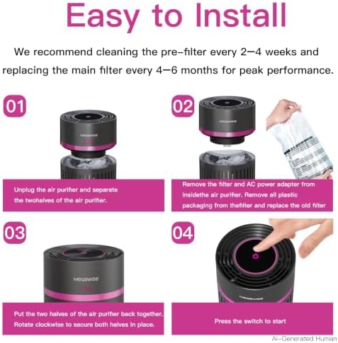 MEGAWISE H13 HEPA Air Purifier for Home & Office, Desktop Air Cleaner with True HEPA Filter, Ultra-Quiet, Compact Design – EPI810 (Black, No Light) - Image 5