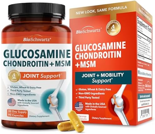 Glucosamine Chondroitin MSM Joint Support Supplement, 90 Capsules by BioSchwartz