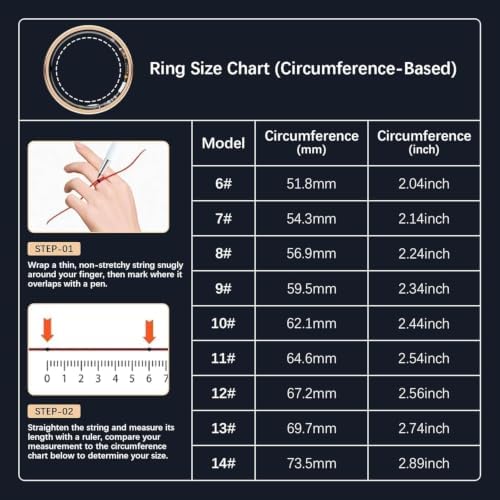 Smart Rings for Women Men, Fitness Ring with Heart Rate, Blood Oxygen, HRV, Stress, Sleep Tracker, Step Tracker, No Subscription Fee, lP68 Waterproof Smart Ring for iPhone & Android (Rose Gold 6#) - Image 2