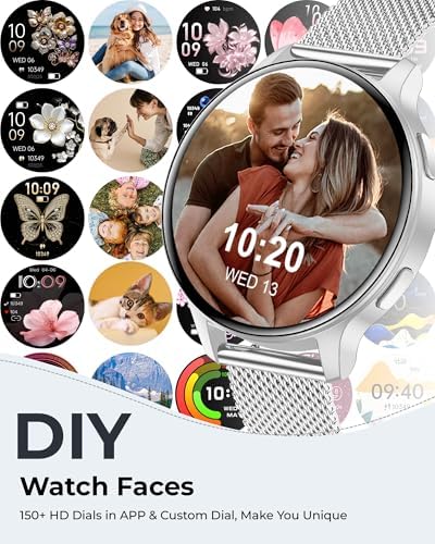 Smart Watch for Women, 1.27" HD Fitness Tracker with 4 Bands & Necklace Gift Set, Heart Rate SpO2 Sleep Monitor, 120+ Sport Modes, Call & Notifications, Smartwatch for Android iPhone, 40mm Silver - Image 7