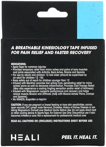 Heali Kinesiology Tape with Magnesium and Menthol, 20 Pcs Precut Strips, K Tape Roll, Knees, for Physical Therapy, Sports, Muscles and Joints, Water Resistant, White with Blue Camo - Image 2