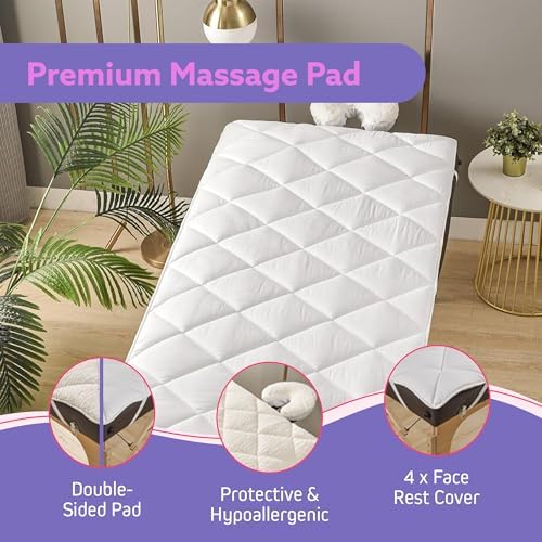 Double-Sided Massage Table Pad, Plush Fleece and Microfiber Cover, Soft Massage Bed Topper and Spa Cover, Ideal Table Accessories, 76"x34", White - Image 3