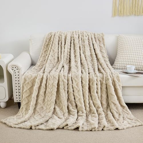 Aganear Fleece Throw Blanket for Couch Sofa 60"x80" Khaki - Image 6