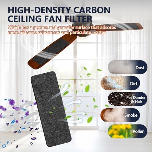 20Pcs Ceiling Fan Filters for Blades, Activated Coconut Shell Carbon Ceiling Fan Filters, Unscented Fan Blade Air Purifier Pads for Common Household Contaminants, Easily Sticks - Image 2