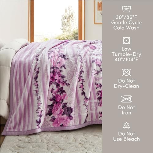 Nestl Korean Mink Blanket Queen Size - 9 Lbs Velvet Fleece Korean Blanket - 2 Ply Warm & Thick Winter Blanket - Wrinkle & Fade Resistant - 79 x 94 Inches (Lavender) - Image 6
