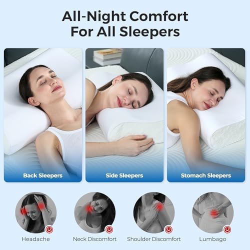 Elviros Cooling Memory Foam Neck Pillow Cervical Bed Pillow - Image 5